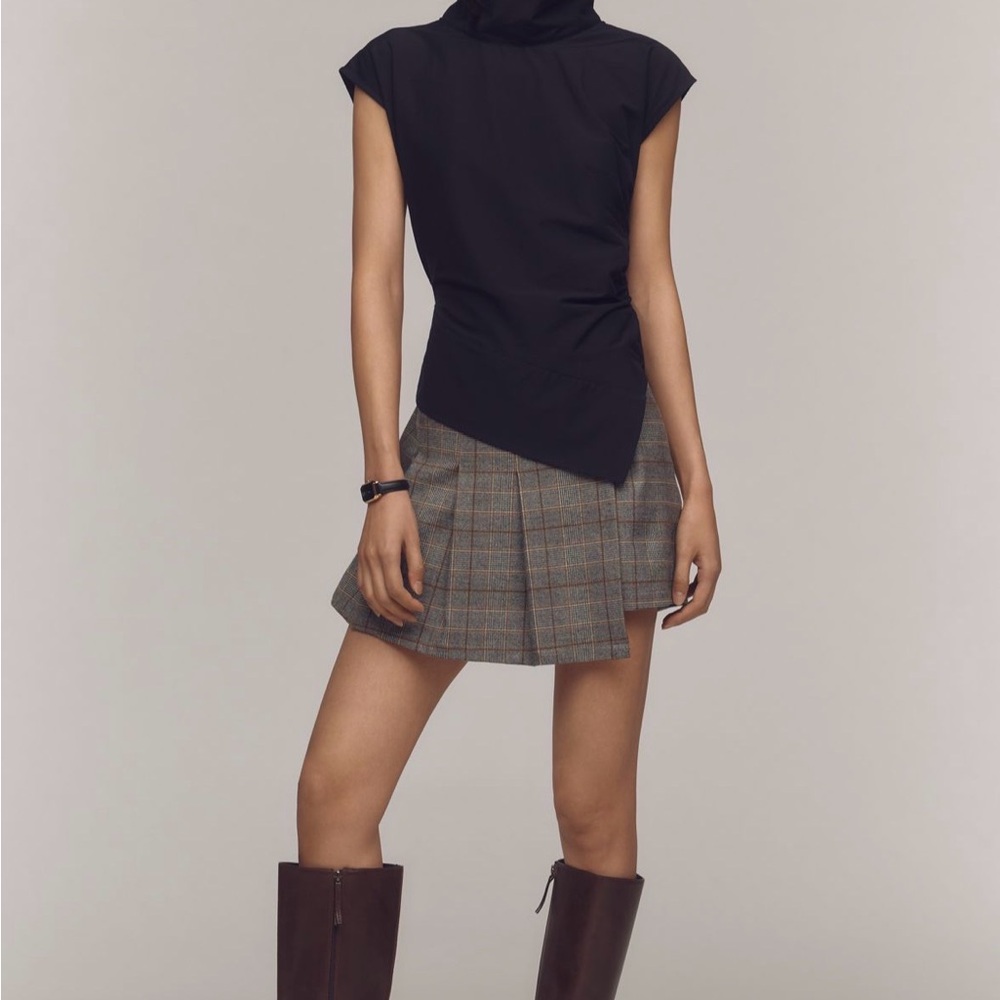Maeve black, sleeveless asymmetric top